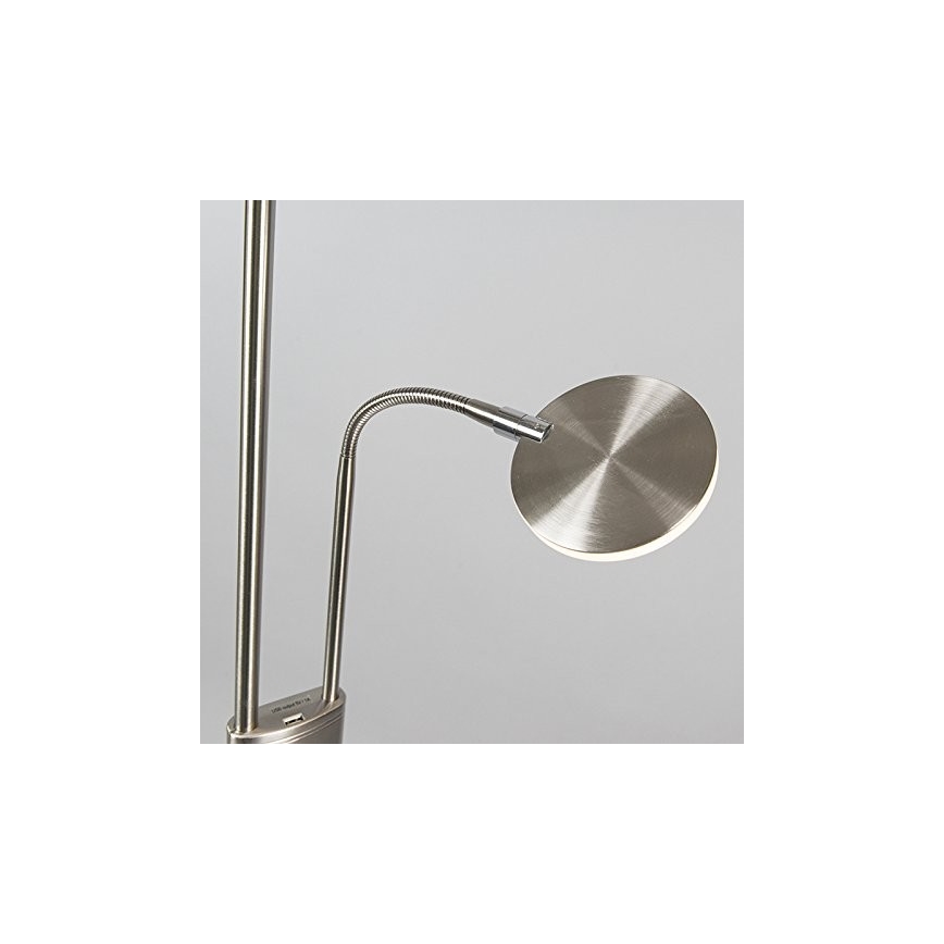 Briloner 1338-022 - LED Stmievateľná stojacia lampa s USB PHONE 1xLED/19,5W/230V + 1xLED/2,7W