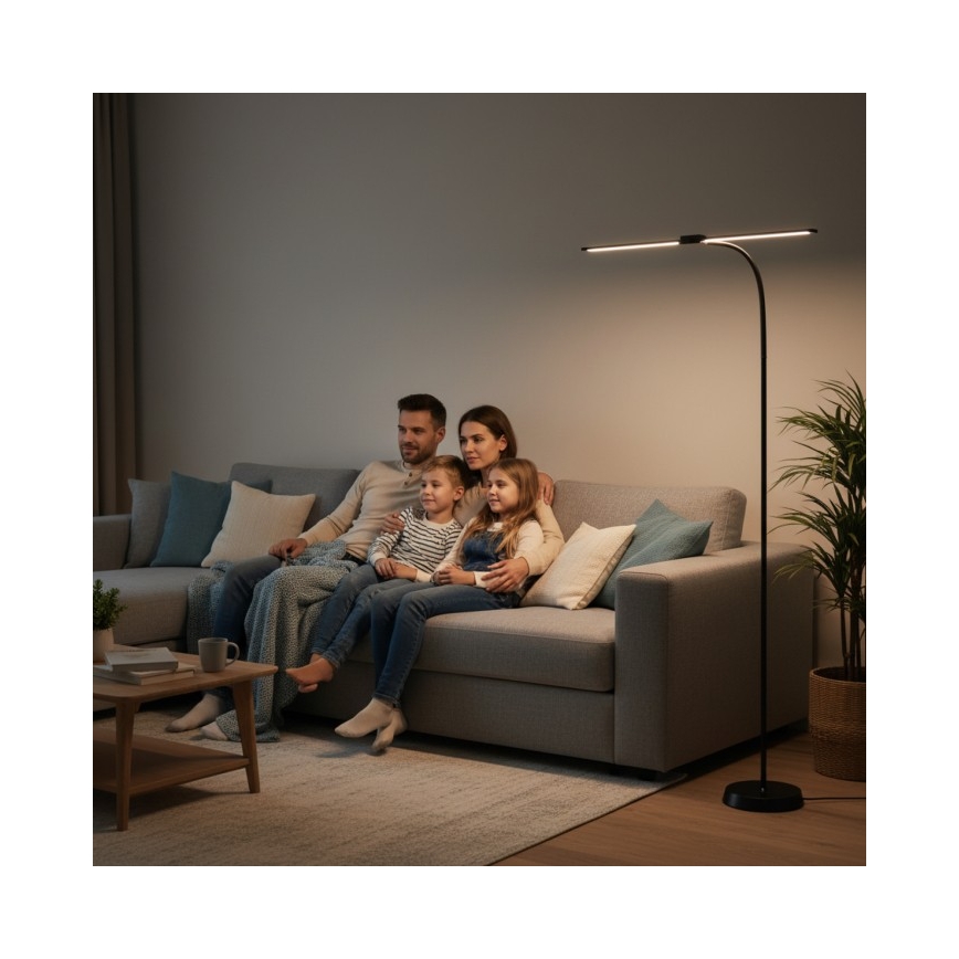 LED Stmievateľná stojacia lampa TEILO LED/14W/230V 3000/4000/6000K čierna