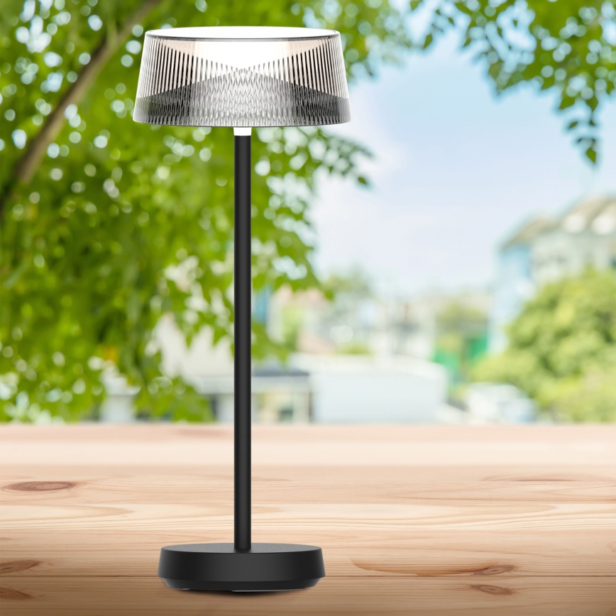 LED Stmievateľná dotyková vonkajšia stolná lampa CASABLANCA LED/3,4W/5V USB 3600 mAh IP44 čierna
