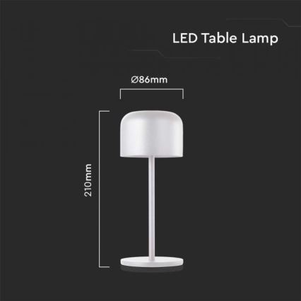 LED Stmievateľná dobíjacia dotyková stolná lampa LED/1,5W/5V 2700-5700K IP54 2200 mAh biela