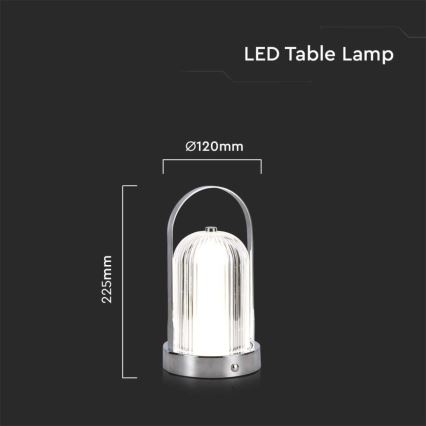 LED Stmievateľná dobíjacia dotyková stolná lampa LED/1W/5V 3000-6000K 1800 mAh chróm