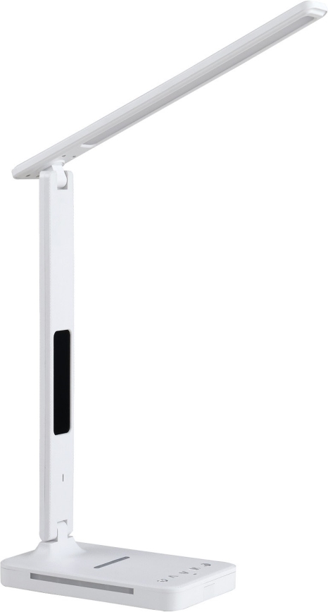 LED Stmievateľná stolná lampa s bezdrôtovým nabíjaním QI, displejom a USB portom LED/7W/230V 3000-6000K biela