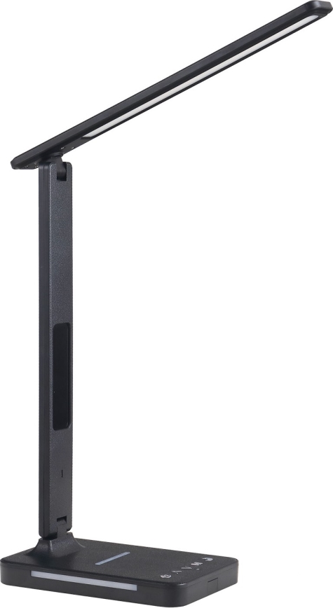 LED Stmievateľná stolná lampa s bezdrôtovým nabíjaním QI, displejom a USB portom LED/7W/230V 3000-6000K čierna