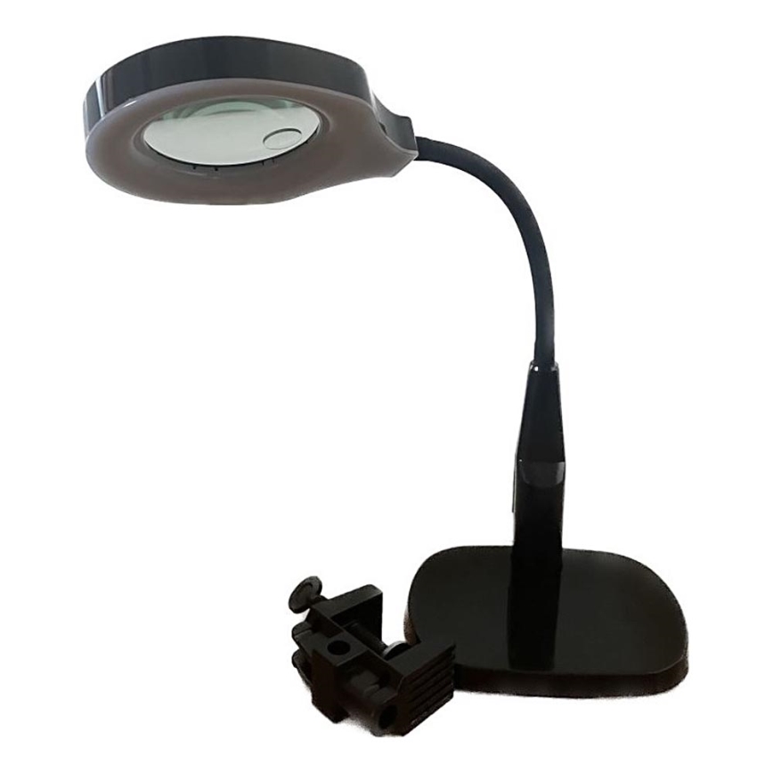 LED Stmievateľná stolná lampa s bifokálnou lupou LED/6W/230V 6000-7000K čierna