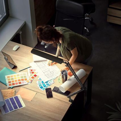 LED Stmievateľná dotyková flexibilná stolová lampa s klipom LED/10W/5/230V 3000/4000/6000K čierna