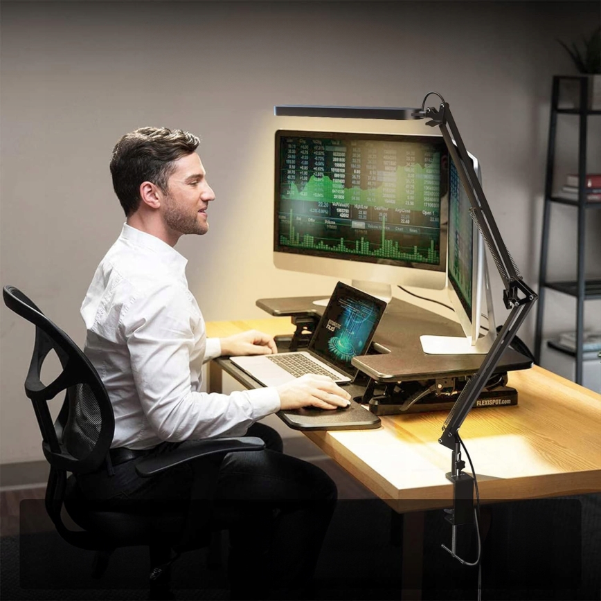 LED Stmievateľná dotyková flexibilná stolová lampa s klipom LED/10W/5/230V 3000/4000/6000K čierna