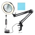 LED Stmievateľná stolná lampa s lupou LED/6W/5V 3000K/4000K/6000K čierna