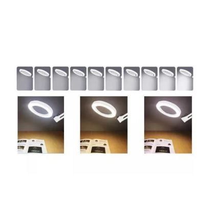 LED Stmievateľná stolná lampa s lupou LED/6W/5V 3000K/4000K/6000K biela