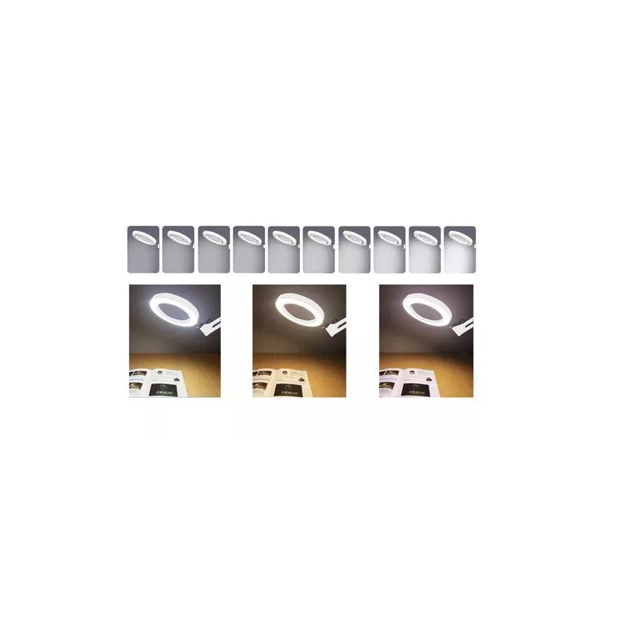 LED Stmievateľná stolná lampa s lupou LED/6W/5V 3000K/4000K/6000K biela