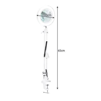 LED Stmievateľná stolná lampa s lupou LED/6W/5V 3000K/4000K/6000K biela