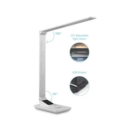 LED Stmievateľná stolná lampa s USB LED/7W/230V 3000K/4000K/5500K biela