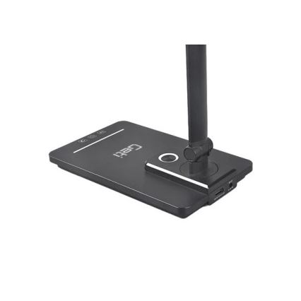 LED Stmievateľná stolná lampa s USB LED/9W/230V 3000K/4000K/5500K čierna