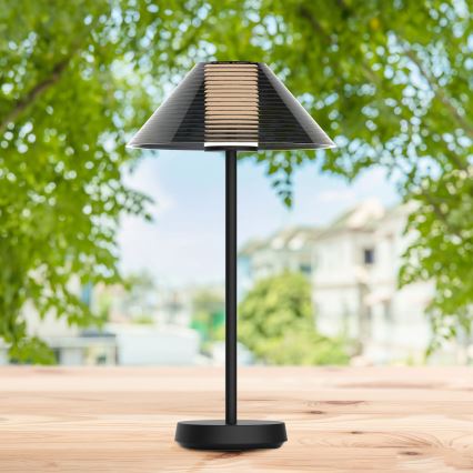 LED Stmievateľná dotyková vonkajšia stolná lampa SERENGETI LED/3,4W/5V USB 3600 mAh IP44 čierna
