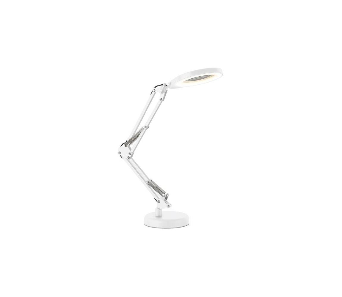 LED stmievateľná stolová lampa s lupou 2 v 1 AURIQ LOUPE LED/10W/5V 3000/4000/6500K biela 004826