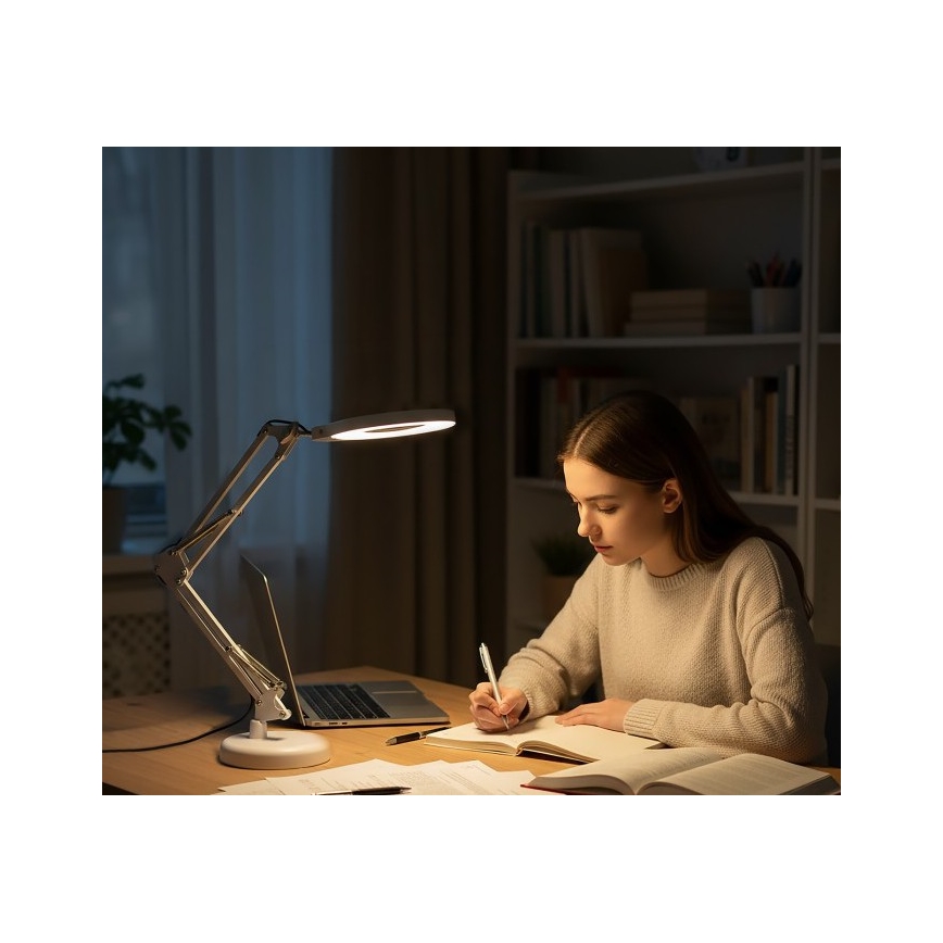 LED Stmievateľná stolová lampa s lupou 2v1 AURIQ LOUPE LED/10W/5V 3000/4000/6500K biela