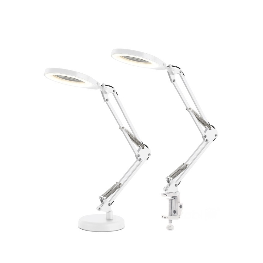 LED Stmievateľná stolová lampa s lupou 2v1 AURIQ LOUPE LED/10W/5V 3000/4000/6500K biela