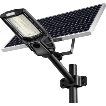 LED stmievateľná ulicová lampa so senzorom a solárnym panelom KOBRA LED/400W/3,2V 24000 mAh IP65 antracit + diaľkové ovládanie