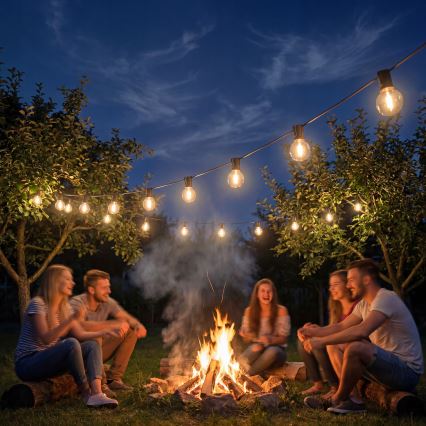 LED stmievateľná vonkajšia dekoratívna svetelná reťaz 36xE12/1W/24/230V 22,35 m IP65 čierna + diaľkové ovládanie
