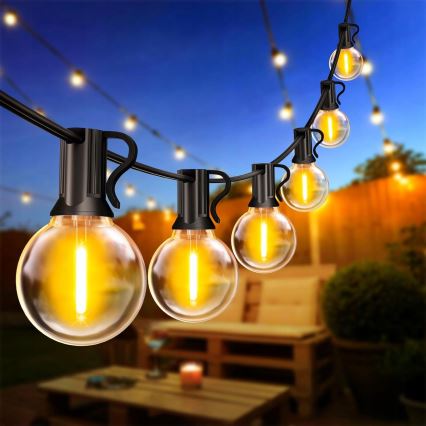 LED stmievateľná vonkajšia dekoratívna svetelná reťaz 36xE12/1W/24/230V 22,35 m IP65 čierna + diaľkové ovládanie
