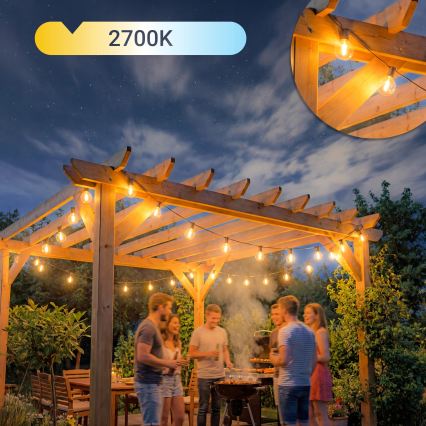 LED stmievateľná vonkajšia dekoratívna svetelná reťaz 36xE12/1W/24/230V 22,35 m IP65 čierna + diaľkové ovládanie