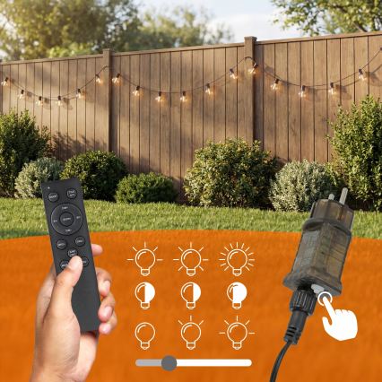 LED stmievateľná vonkajšia dekoratívna svetelná reťaz 36xE12/1W/24/230V 22,35 m IP65 čierna + diaľkové ovládanie