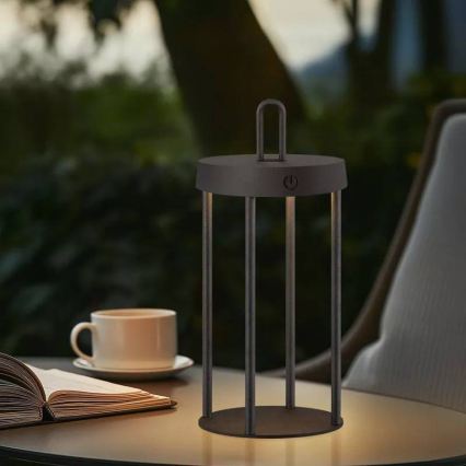 LED stmievateľná vonkajšia nabíjateľná dotyková stolová lampa GENTLE LED/1,5W/3,7V 3000 mAh IP44 čierna