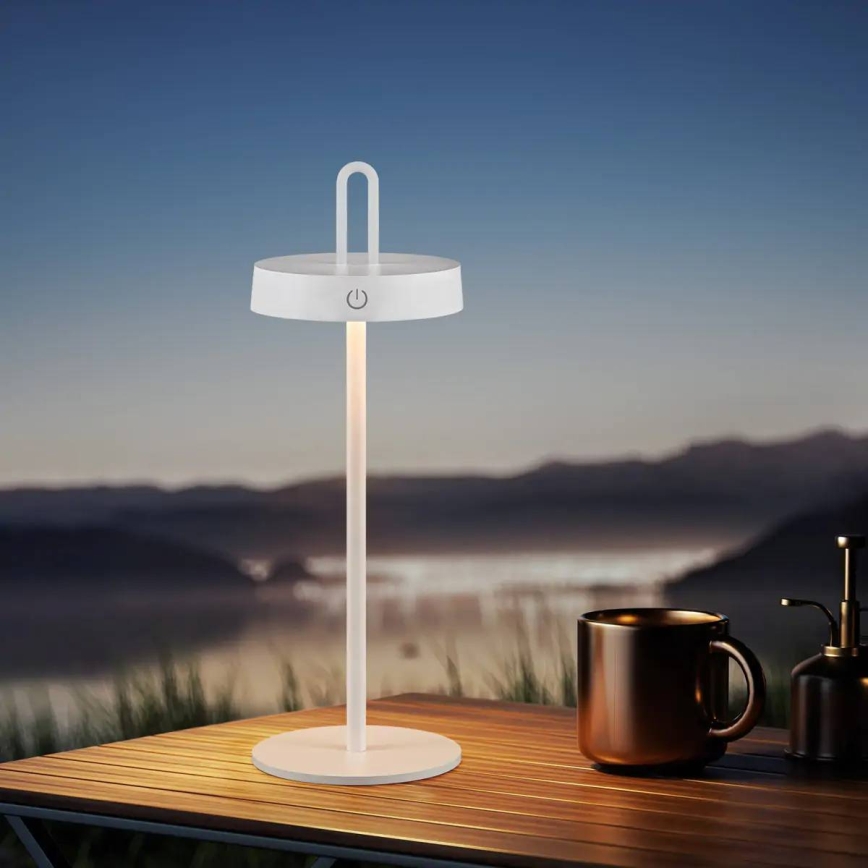 LED Stlmiteľná vonkajšia nabíjacia dotyková stolná lampa SHINE LED/1,5W/3,7V 3000 mAh IP44 biela