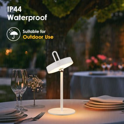 LED stmievateľná vonkajšia nabíjateľná dotyková stolová lampa GENTLE LED/1,5W/3,7V 3000 mAh IP44 biela