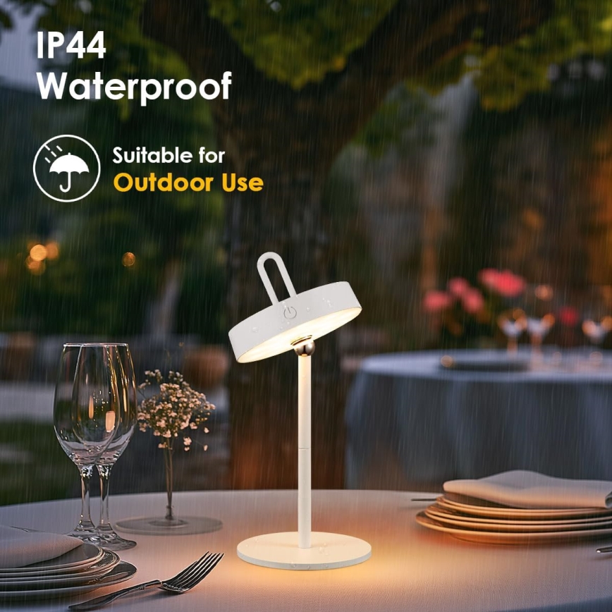 LED stmievateľná vonkajšia nabíjateľná dotyková stolová lampa GENTLE LED/1,5W/3,7V 3000 mAh IP44 biela