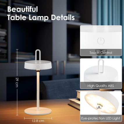 LED stmievateľná vonkajšia nabíjateľná dotyková stolová lampa GENTLE LED/1,5W/3,7V 3000 mAh IP44 biela