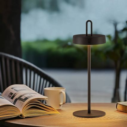 LED stmievateľná vonkajšia nabíjateľná dotyková stolová lampa SHINE LED/1,5W/3,7V 3000 mAh IP44 čierna