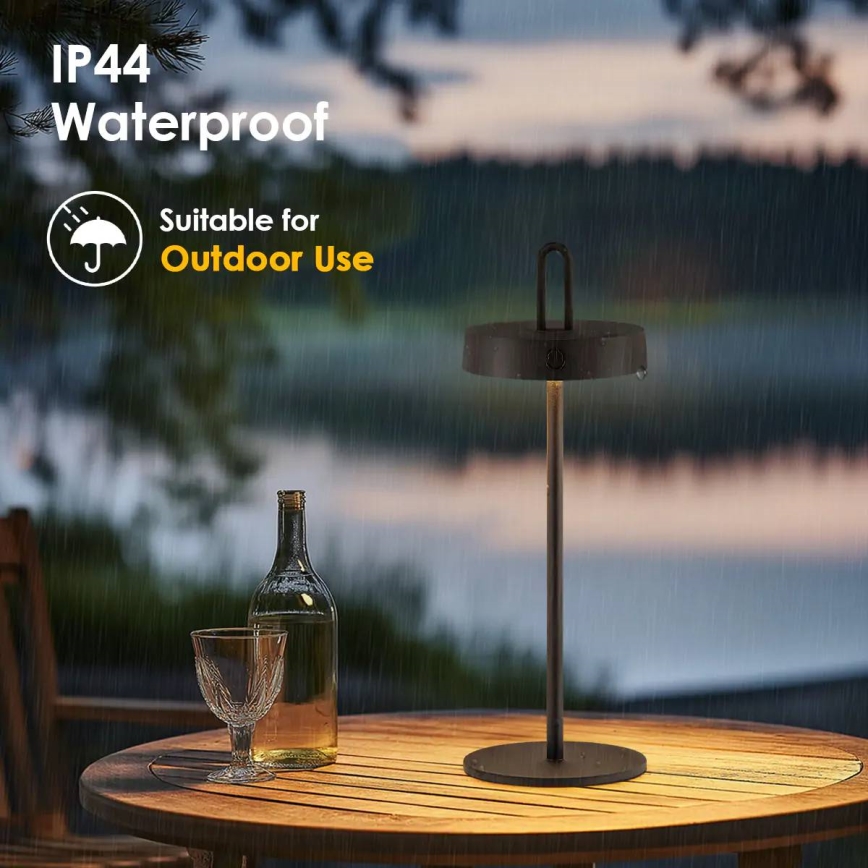 LED stmievateľná vonkajšia nabíjateľná dotyková stolová lampa SHINE LED/1,5W/3,7V 3000 mAh IP44 čierna