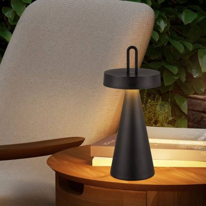 LED stmievateľná vonkajšia dobíjateľná dotyková stolná lampa HALO LED/1,5W/3,7V 3000 mAh IP44 čierna