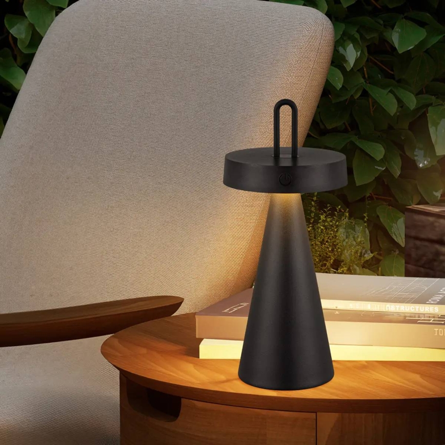 LED stmievateľná vonkajšia dobíjateľná dotyková stolná lampa HALO LED/1,5W/3,7V 3000 mAh IP44 čierna