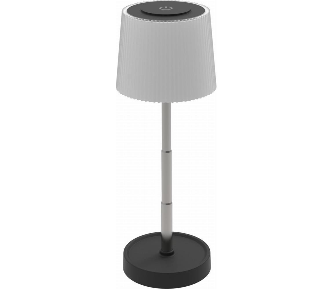 LED stmievateľná vonkajšia nabíjateľná stolová lampa LED/2W/5V IP44 1200 mAh sivá PTL45