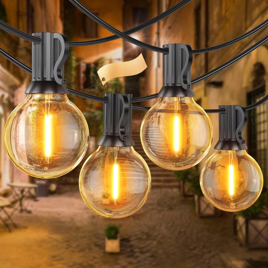 LED stmievateľný vonkajší dekoratívny svetelný reťazec 25xE12/1W/24/230V 17,5 m IP65 čierny + diaľkové ovládanie