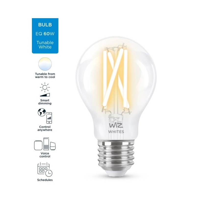 LED Stmievateľná žiarovka FILAMENT A60 E27/6,7W/230V 2700-6500K CRI 90 Wi-Fi - WiZ
