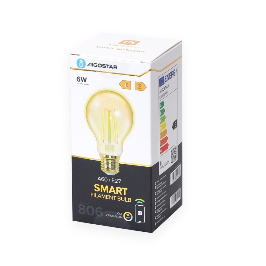 LED Stmievateľná žiarovka A60 E27/6W/230V 2700-6500K Wi-Fi - Aigostar