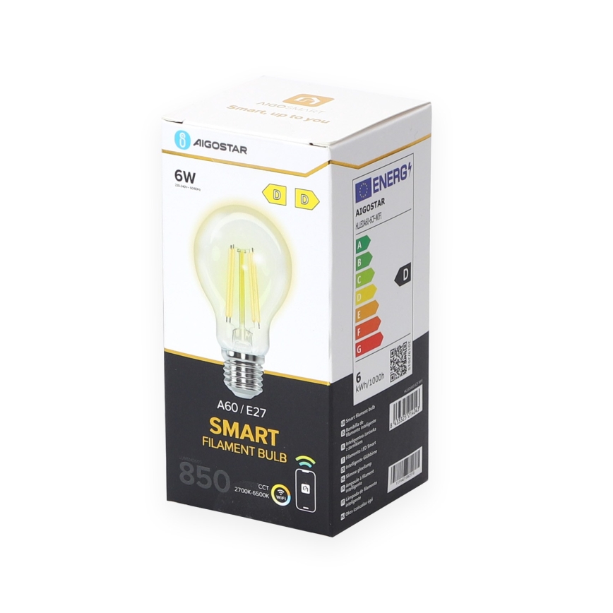LED Stmievateľná žiarovka A60 E27/6W/230V 2700-6500K Wi-Fi - Aigostar