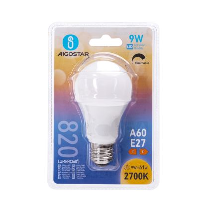 LED Stmievateľná žiarovka A60 E27/9W/230V 2700K - Aigostar