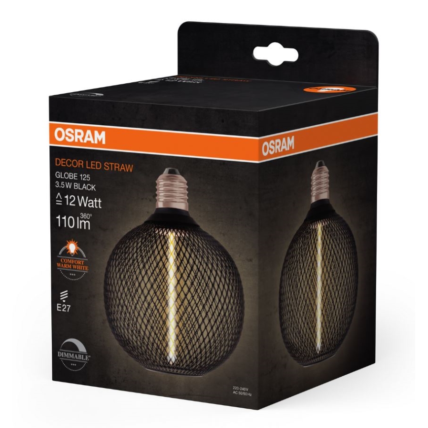 LED Stmievateľná žiarovka DECOR  FILAMENT G125 E27/3,5W/230V 1800K čierna - Osram