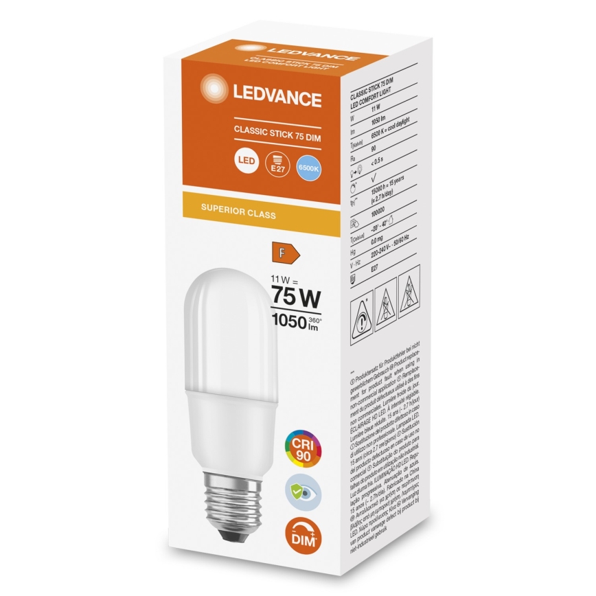 LED Stmievateľná žiarovka E27/11W/230V 6500K CRI 90 - Ledvance