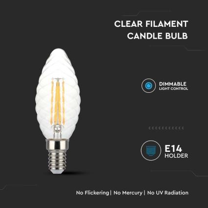 LED Stmievateľná žiarovka FILAMENT E14/4W/230V 3000K