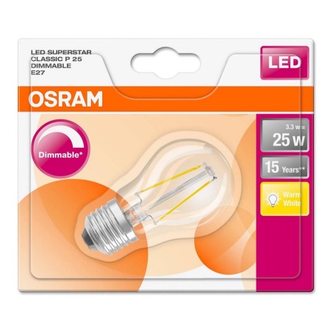 LED Stmievateľná žiarovka FILAMENT E27/3,3W/230V 2700K - Osram