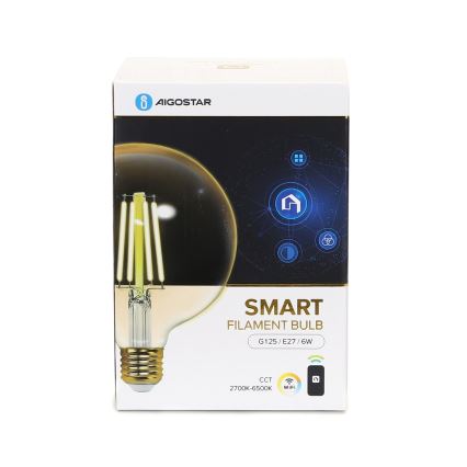 LED Stmievateľná žiarovka FILAMENT G125 E27/6W/230V 2700-6500K Wi-Fi - Aigostar