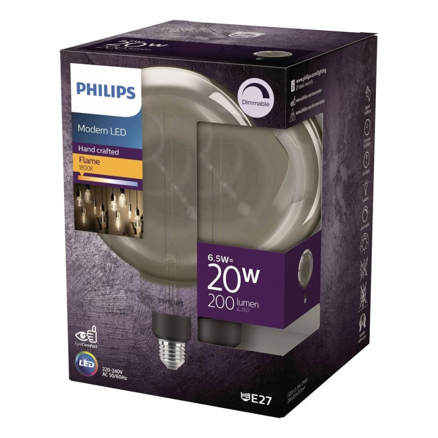 LED stmievateľná žiarovka FILAMENT G200 E27/6,5W/230V 1800K