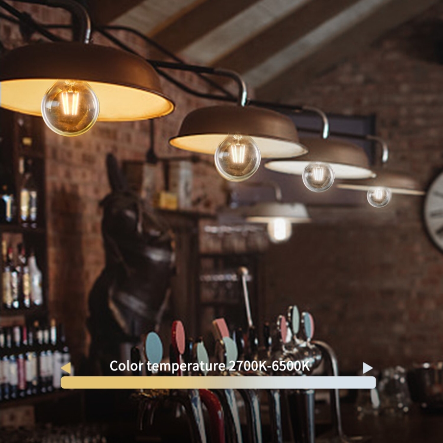 LED Stmievateľná žiarovka FILAMENT G45 E14/4,5W/230V 2700-6500K Wi-Fi - Aigostar