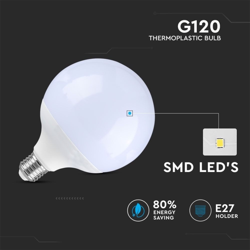 LED Stmievateľná žiarovka G120 E27/13W/230V 6400K