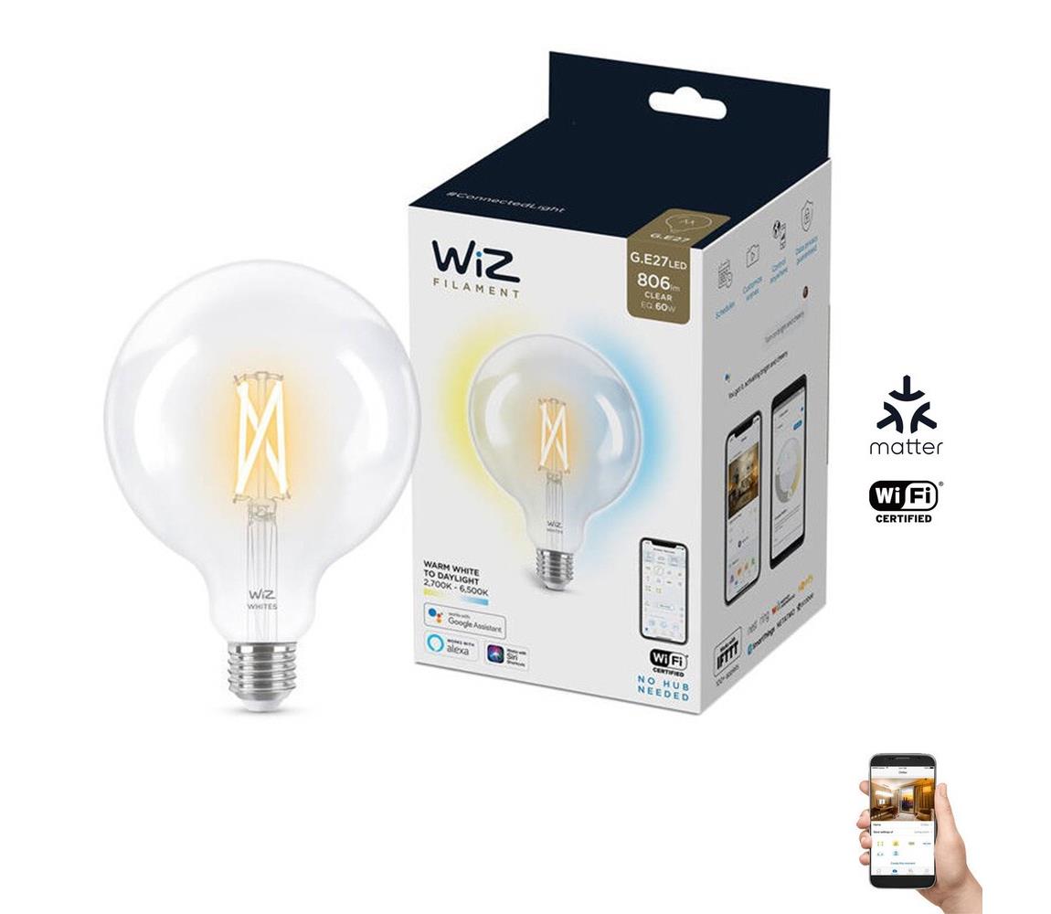 LED Stmievateľná žiarovka G125 E27/7W/230V 2700-6500K CRI 90 Wi-Fi - WiZ 8718699786717