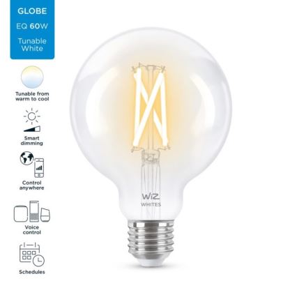 LED Stmievateľná žiarovka FILAMENT G95 E27/6,7W/230V 2700-6500K CRI 90 Wi-Fi - WiZ